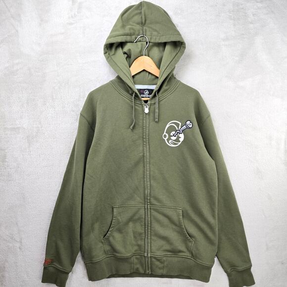 Vintage Kidrobot x MAD Zip Up Hoodie Mens XL Green Sweatshirt Y2K Distressed - Picture 1 of 14